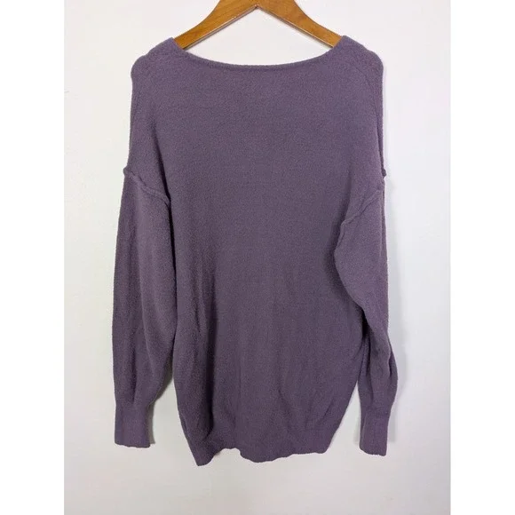 Aritzia Wilfred Free Sweater XS Hush Knit V Neck Soft Cozy Oversized Purple $98 - Picture 8 of 8